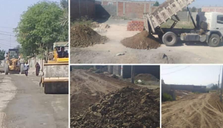 اجرای عملیات اصلاح زیرسازی و روسازی خیابان های کهنوج توسط شهرداری