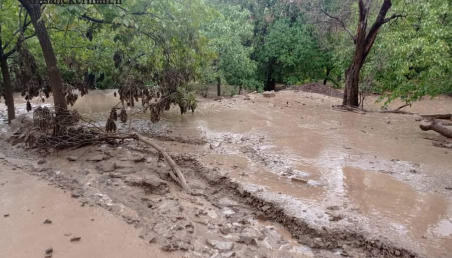 سیلاب در روستای فیض آباد راور