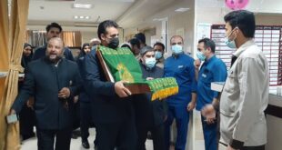 متبرک شدن بخش پرستاری بیمارستان پیامبر اعظم به عطر پرچم امام رئوف