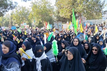 حضور پرشور کوهبنانی‌ها در راهپیمایی ۱۳ آبان